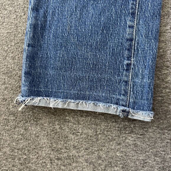 7 For All Mankind Tess Blue Bell Jeans Womens 24 Boho Denim USA Raw Hem 25x32 - Picture 10 of 14